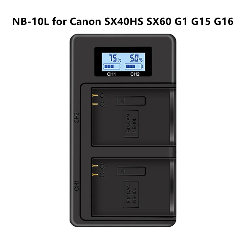 Camera Battery Charger USB Dual NB-10L NB10L NB 10L for Canon SX40 HS SX40HS SX50 PowerShot SX40 HS SX50 HS SX60 HS images - 6