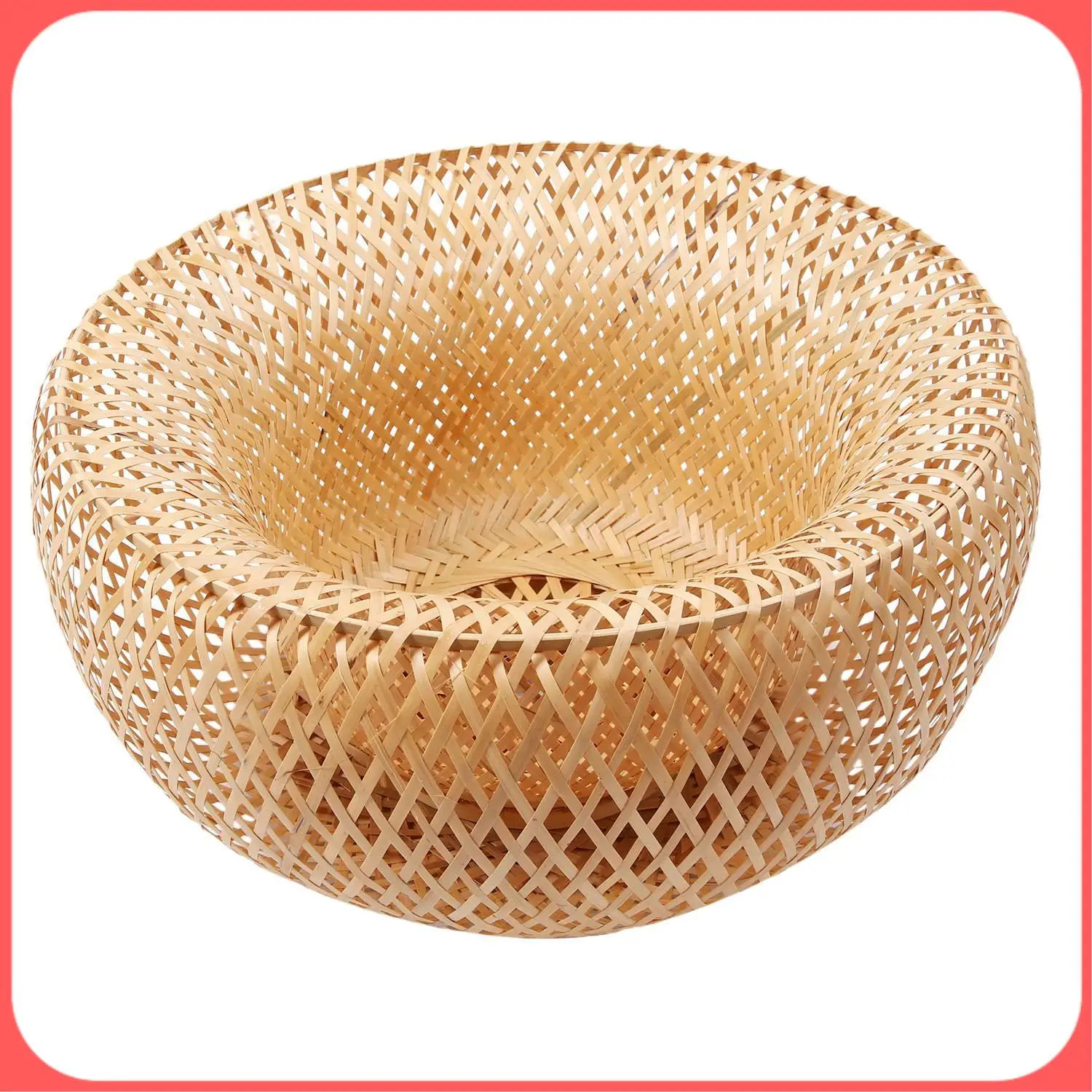 

AA89-Bamboo Wicker Rattan Lampshade Hand-Woven Double Layer Bamboo Dome Lampshade Asian Rustic
