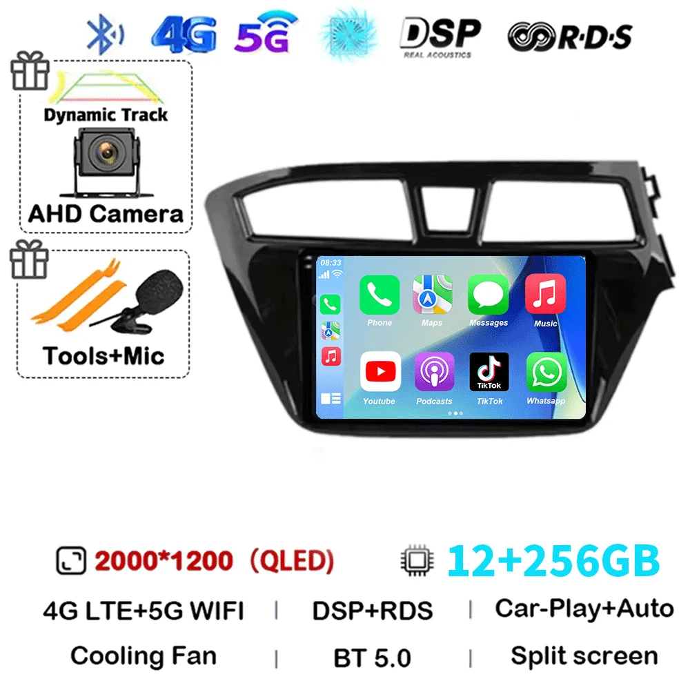 Android 16 Carplay Auto WIFI+4G For Hyundai I20 RHD 2015 2016 2017 2018 Car Radio Multimedia Player Stereo Head Unit 2din Audio image 3