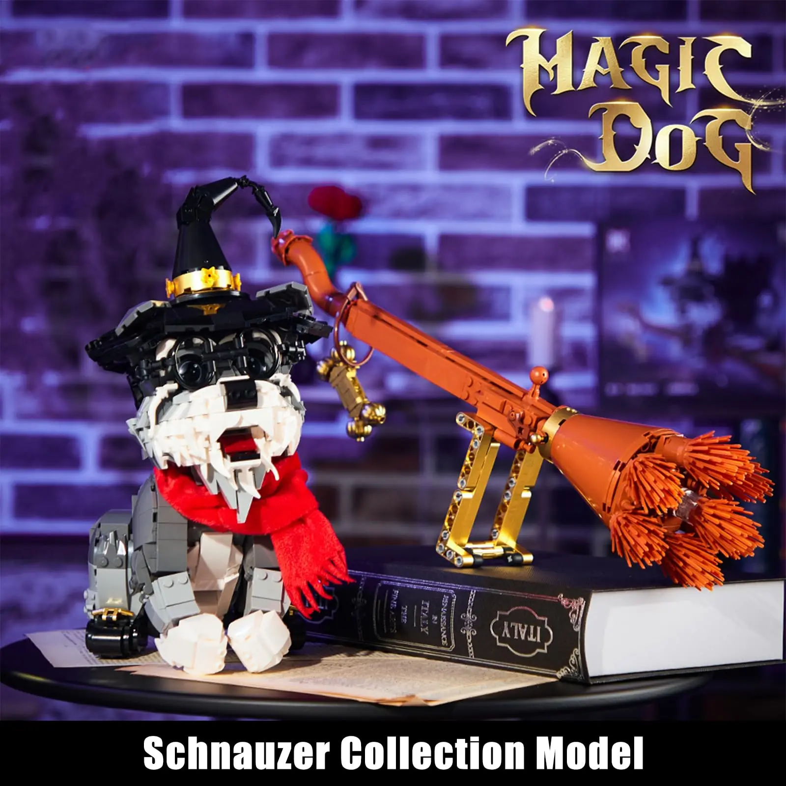 

1298PCS Mini Schnauzer Magic Building Blocks Model Toy Kit Creative Lighting Animal for Home Decorations Gifts for Childrens Boy