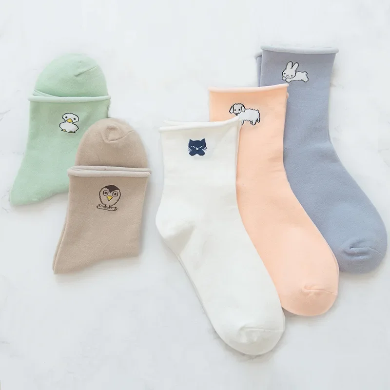 Postpartum Maternity Socks Combed Cotton, Loose Mouth, Wide Mouth, Postpartum Pregnant Women's Socks, Cartoon Rolled Edge Socks