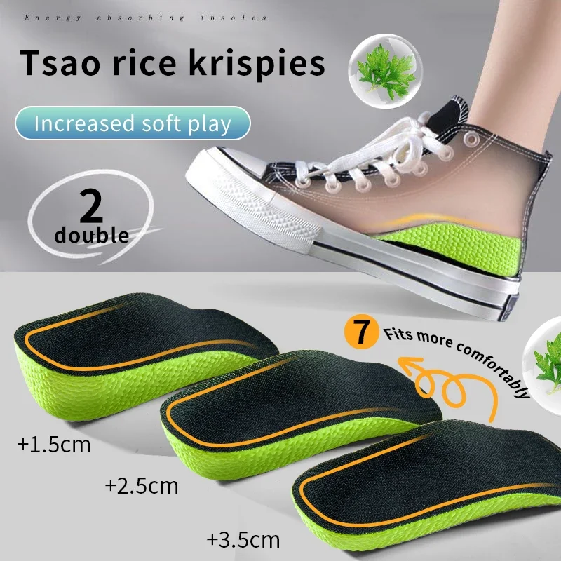 EVA Invisible Height Increase Insoles Arch Support Heel Lift Cushion Pads for Flat Feet Sneakers Men Women Daily Wear