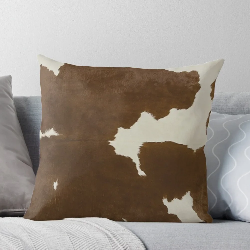 

Dark Brown & White Cow Hide Throw Pillow Ornamental Pillow pillow pillowcase