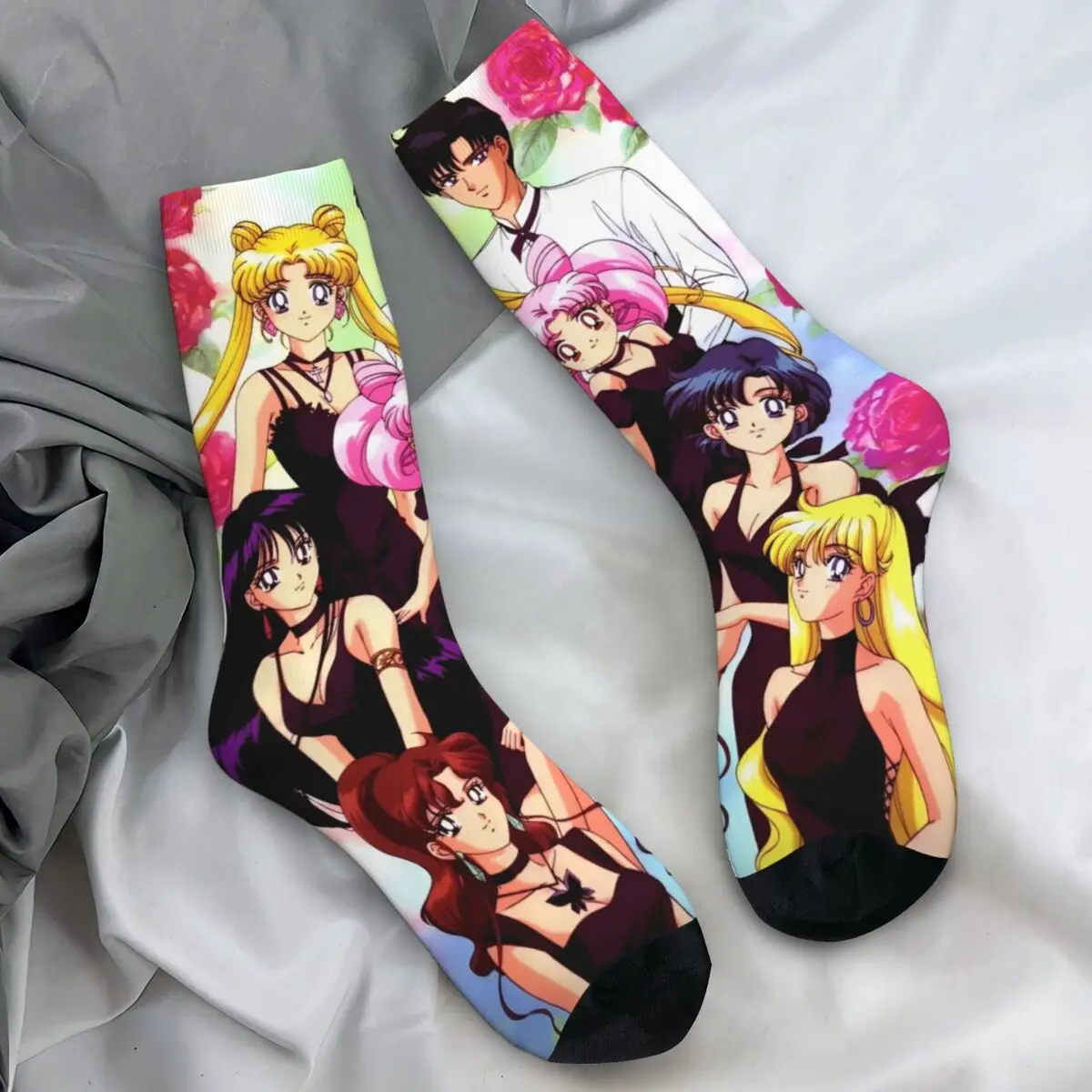 S-Sailor M-Moon Anime Socks Trendy Stockings Autumn Non Skid Unisex Men Socks Comfortable Pattern Outdoor Sports Socks