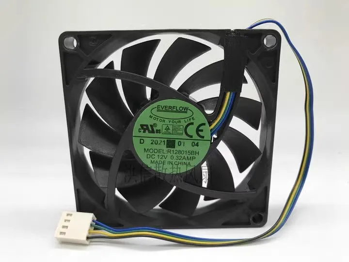 Free shipping of original EVERFLOW R128015BH DC12V 0.32AMP 80 * 15 chassis temperature controlled cooling fan