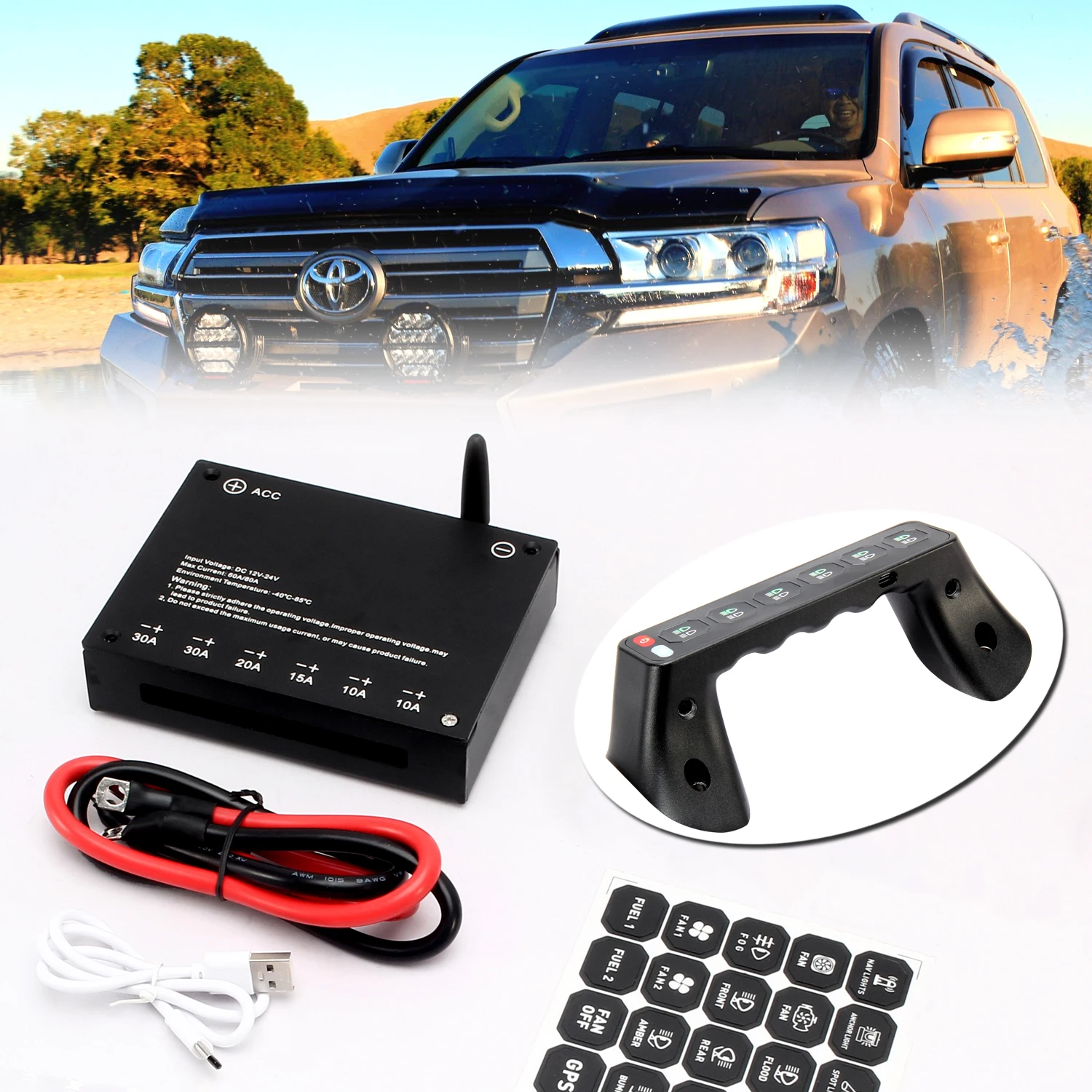 الأصلي سيارة عمود مقبض 1:1 التصنيع باستخدام الحاسب الآلي صنع 12 فولت سيارة 6 عصابة مقبض لاسلكي لوحة التبديل لتويوتا LC200 لكزس 570 #3