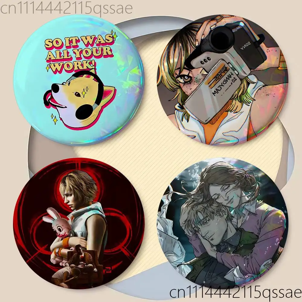 Horror S-Silent H-Hill 25/32/44/58/75mm Badges Tinplate Soft Button Pin Brooch Metal Badge Custom Accessories Hat Bag Lapel