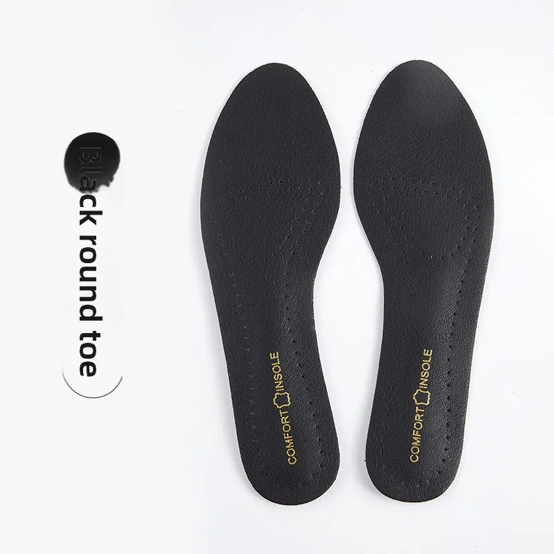 Women Genuine Leather Insoles Ultra Soft Self‑Adhesive Anti‑Slip Sweat Absorbent Deodorant Breathable Inserts for Round Toe