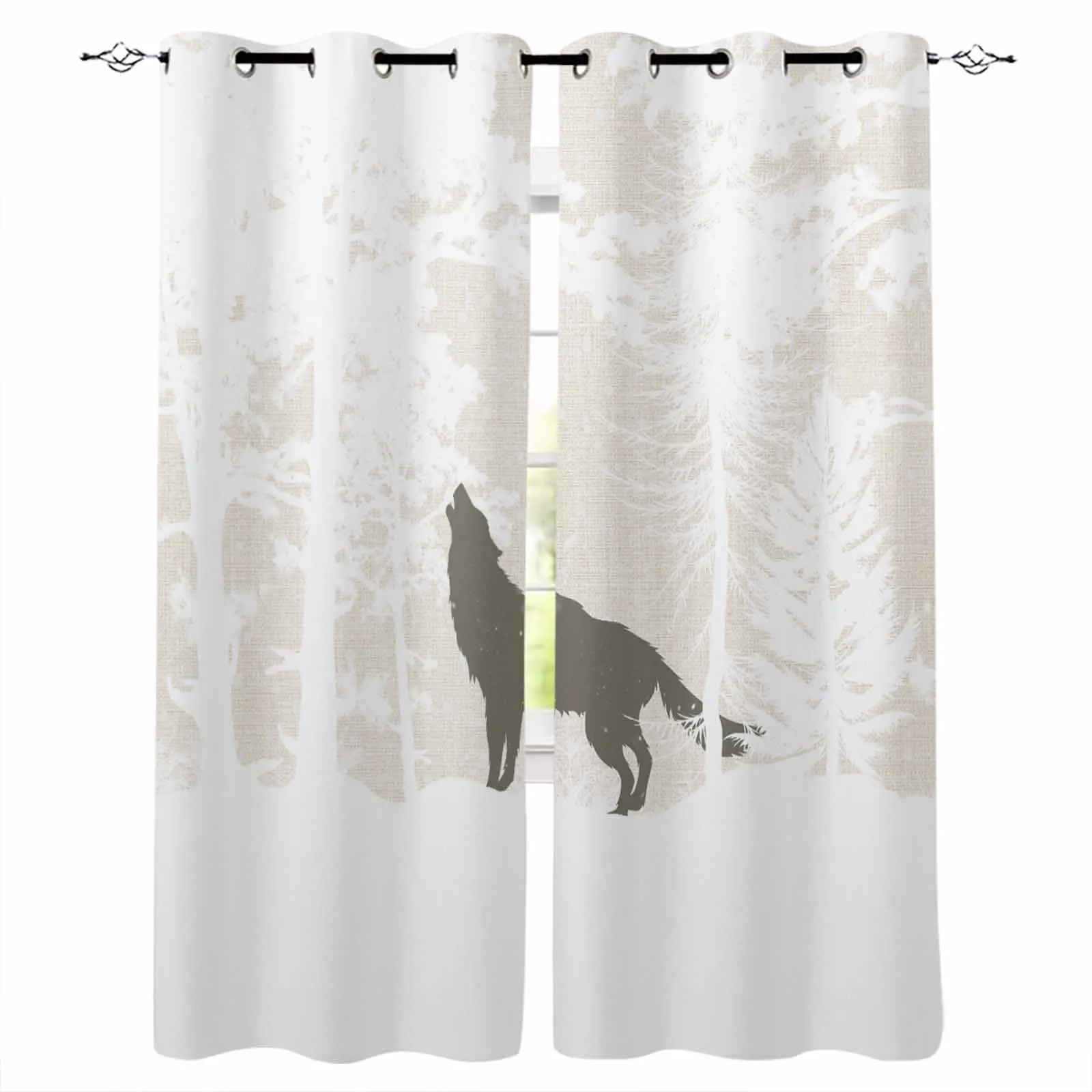 

Forest Snow Wolf Window Curtain Living Room Kitchen Curtain Panel Blackout Curtains For Bedroom