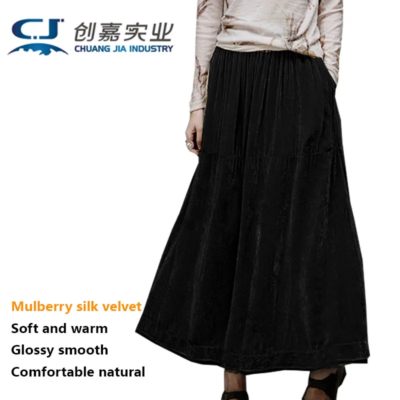 

Silk Velvet Ladies Skirt Spring and Autumn Temperament Women's Soft Luster Loose Casual Plus-size Light Luxury Women's Dress