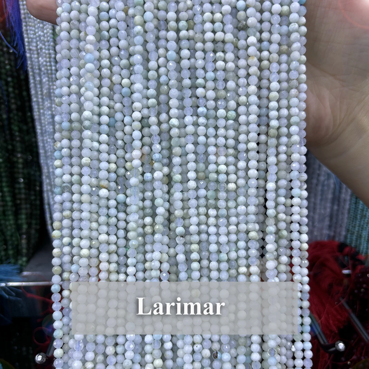 Natural Larimar Faceted Round Beads 2 3 4mm Gemstone Loose Beads Making DIY Bracelet Necklace Craft Supplies Jewelry Accessories