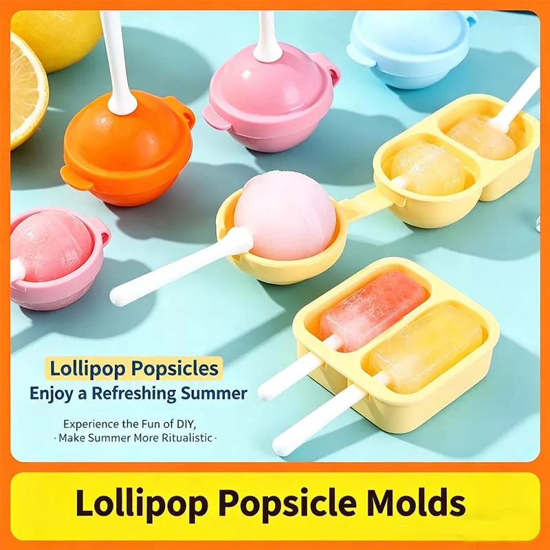 Forma de Silicone de Grau Alimentício para Sorvete, 4 Peças, para Picolé e Bolas de Gelo, Reutilizável, para Uso Doméstico
