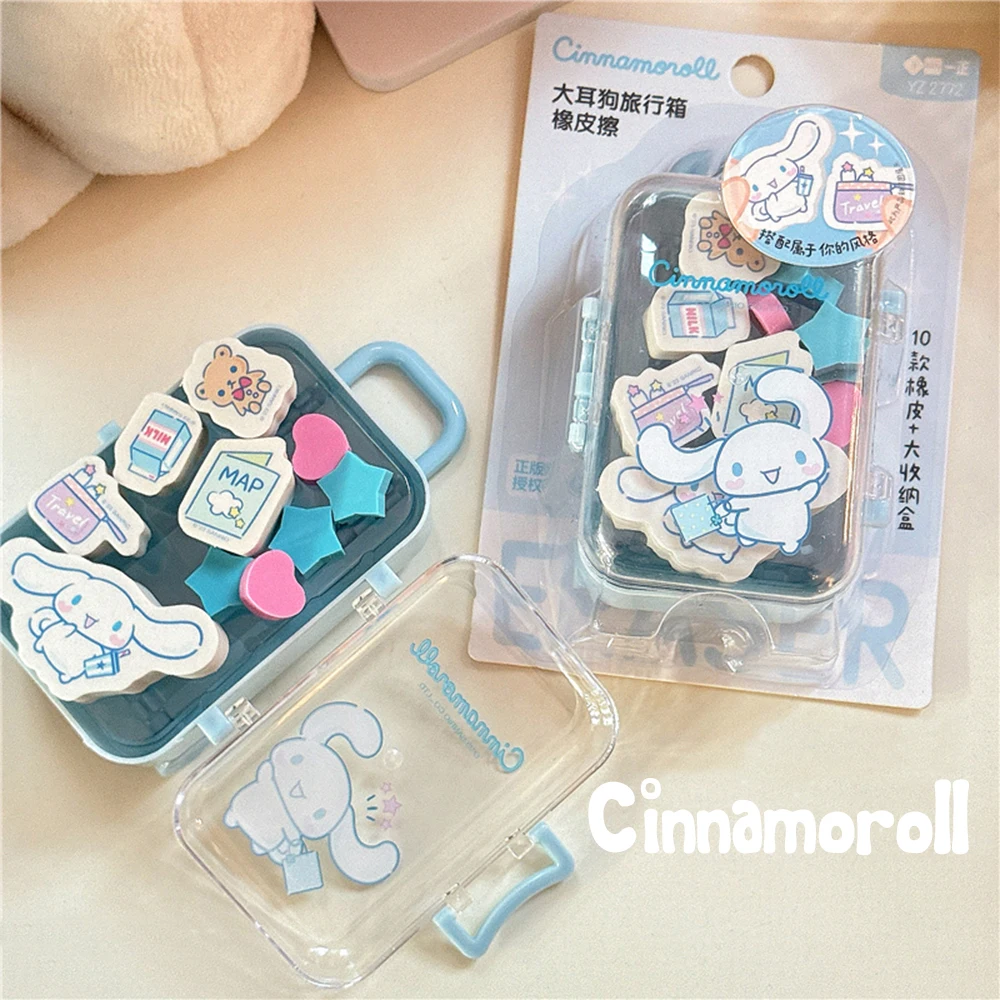 Kawaii Sanrio Cinnamoroll Melody Eraser Set with Box Cartoon Figure Model Erasers Stationery Office School Supplies Gifts Toys - view 4