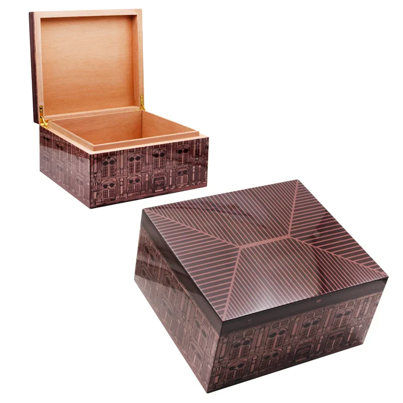 Wooden Humidor Holds 50-80 Cigars with Humidifier Bag Hygrometer Aging Resting Festive Gift view 6