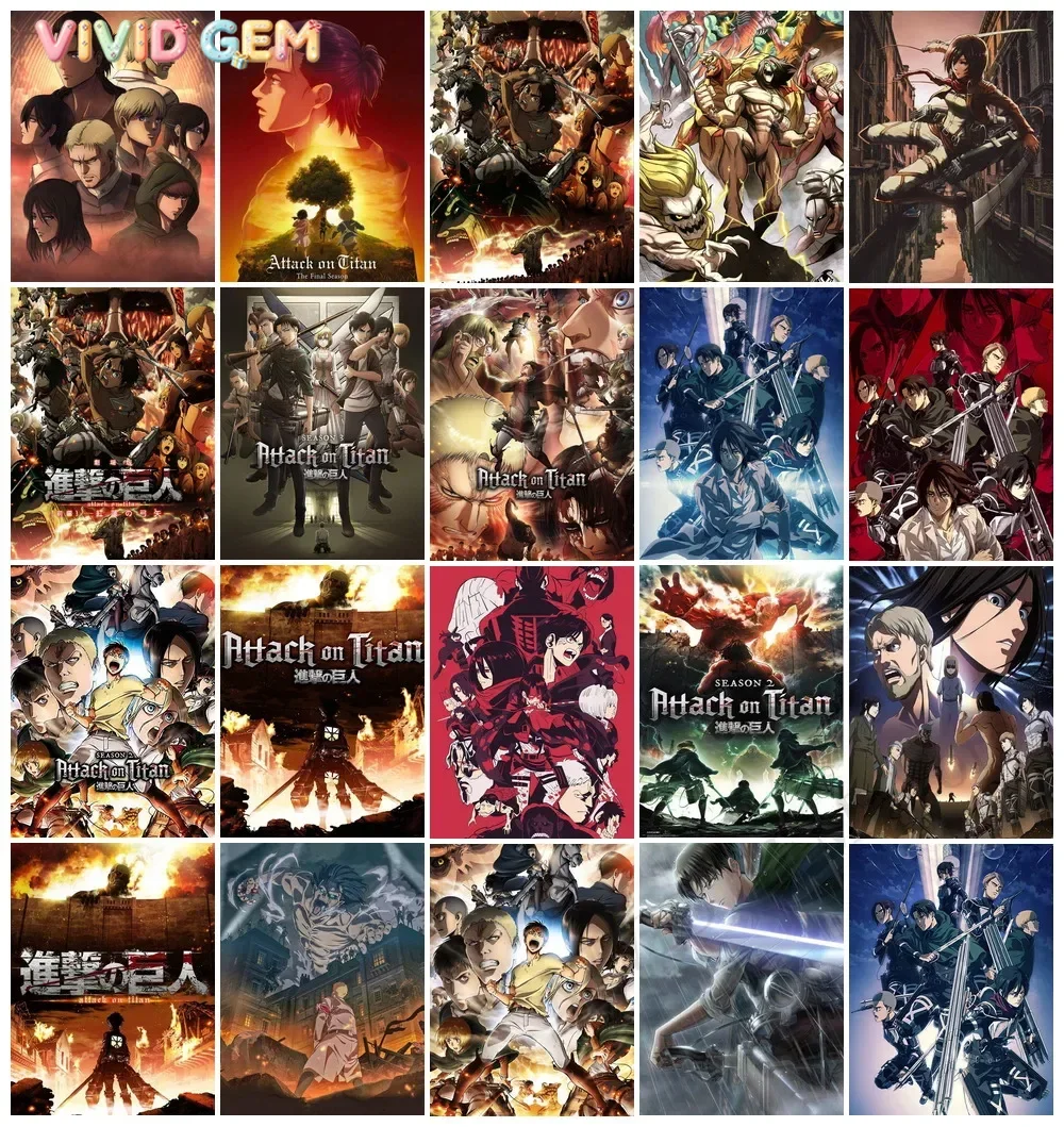VIVID GEM Japanese Anime Attack On Titan New Diamond Art Painting Captain Levi Ackerman Mikasa Picture Mosaic DIY Cross Stitc