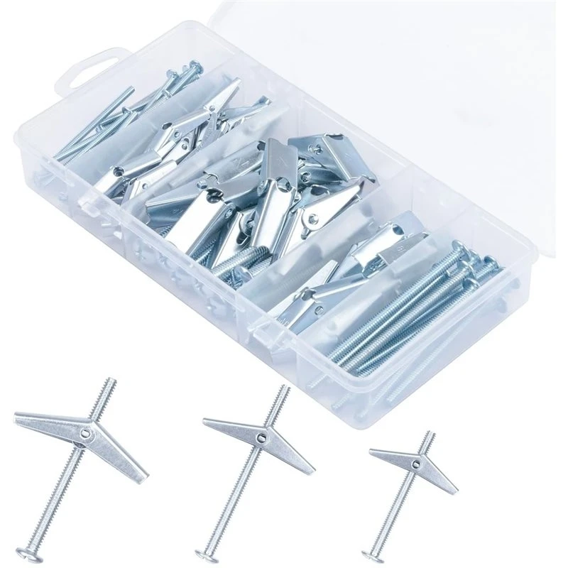 For Hanging Picture Curtain Rod Plant 3/16, 1/4, 1/8, Screw Set- Hollow Wall Anchors 44Pcs Assorted Kit, Butterfly Style-AB09