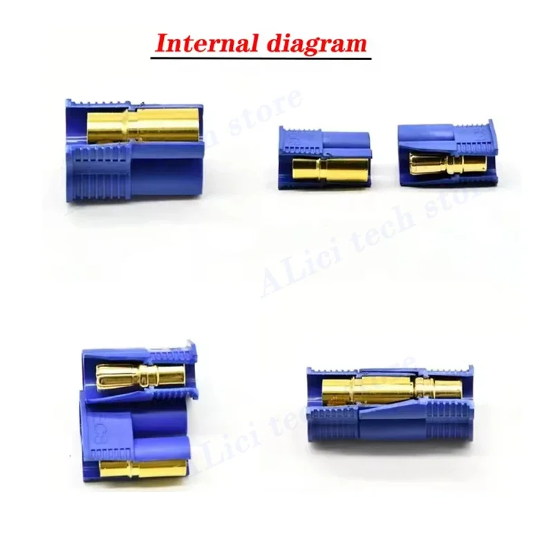 1 Juego de enchufe modelo EC5 de 5mm EC3 EC8, enchufe de batería de alta corriente 100A, adaptador de carga de batería LiPo RC, conectores macho y hembra