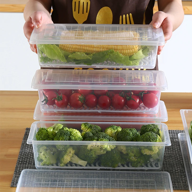 Kitchen Plastic Food Fresh-keeping Storage Container Refrigerator Meal Prep Organizer Fruit Vegetable Hermetic Boxes