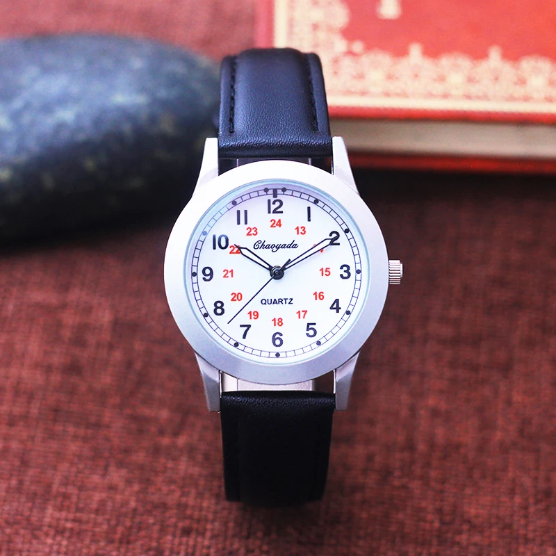 

2024 new woman men‘s boys cool high quality leather quartz wristwatch young man electronic watches 24-hour system Spare battery