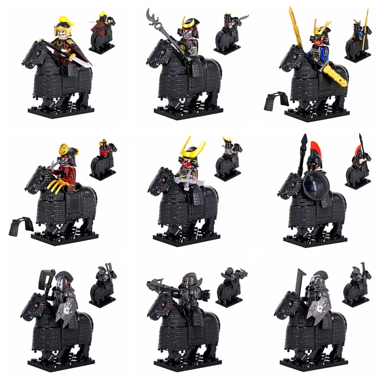 Medieval Movie Soldiers Knights War Horse Heavy Cavalry Warriors Iron Buddha Warhorse Figures Building Blocks Bricks Toy gift