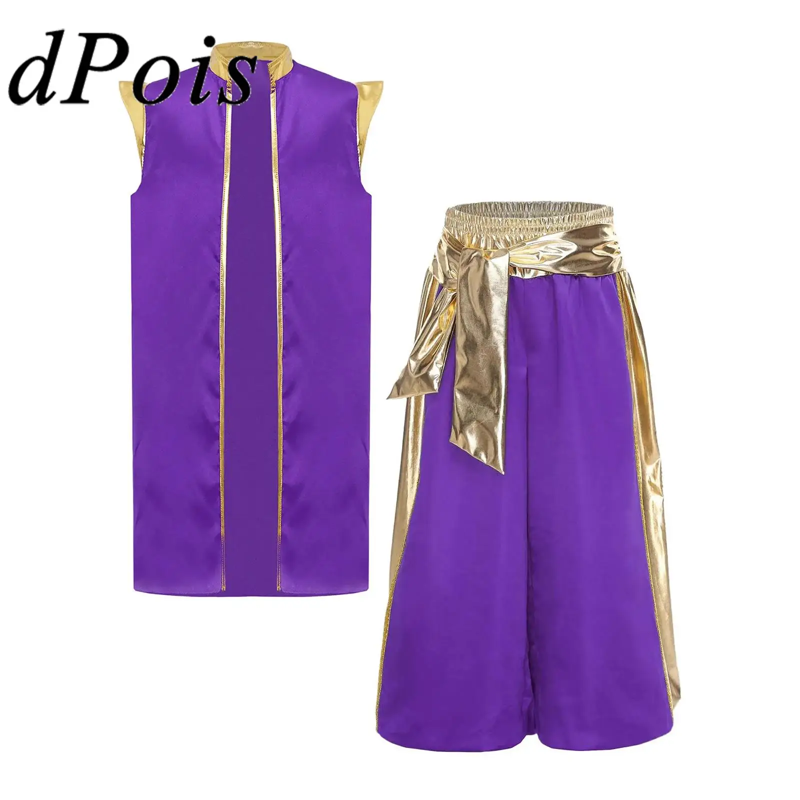 

Детский костюм арабского принца для мальчиков, персидский арабский жилет для ролевых игр, металлические шаровары, шаровары, костюм, наряды для вечеринки на Хэллоуин