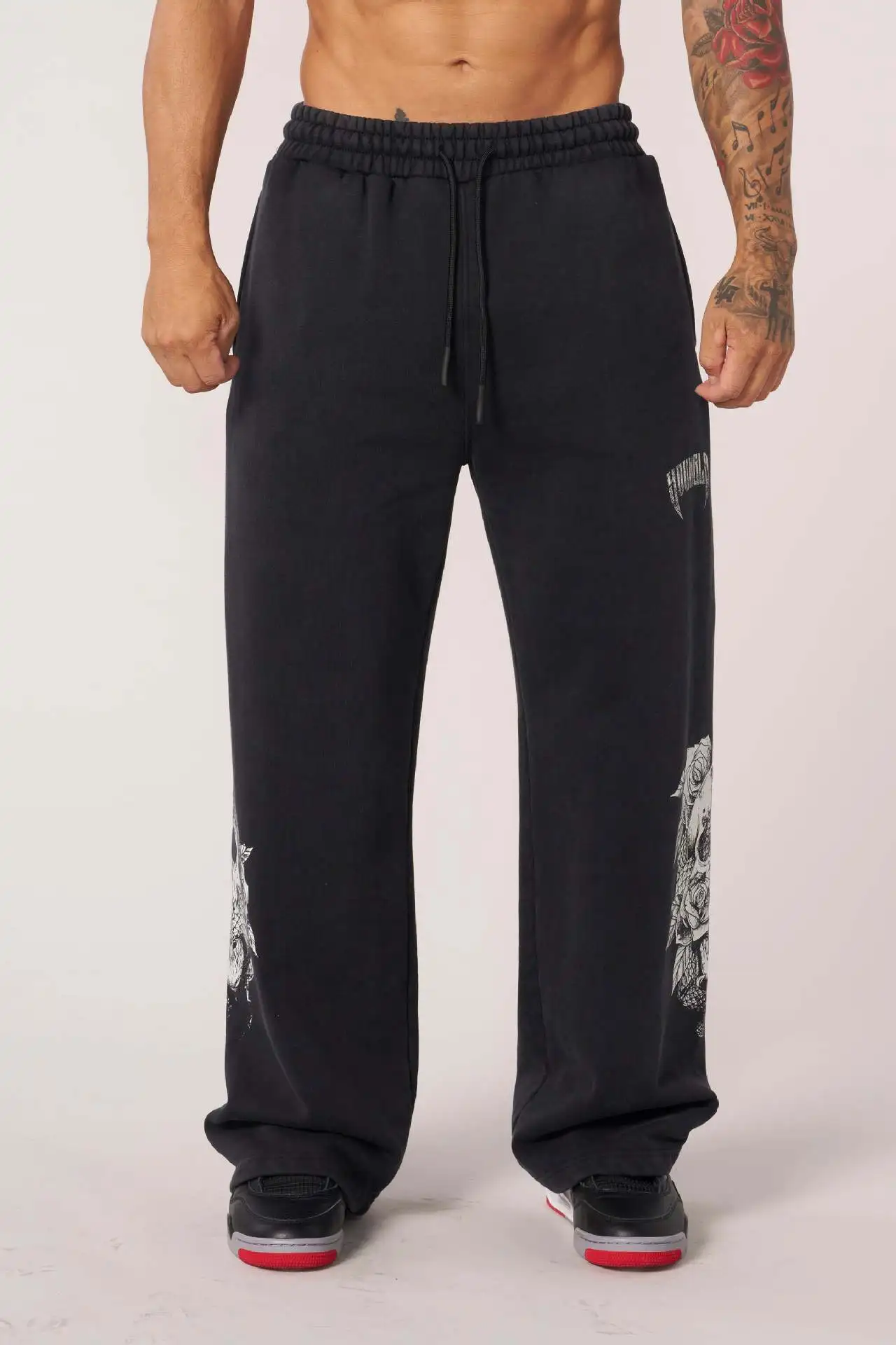 Pantalones de chándal de calle de marca de moda americana joven, pantalones holgados de pierna recta con estampado informal para correr, fitness, 2024