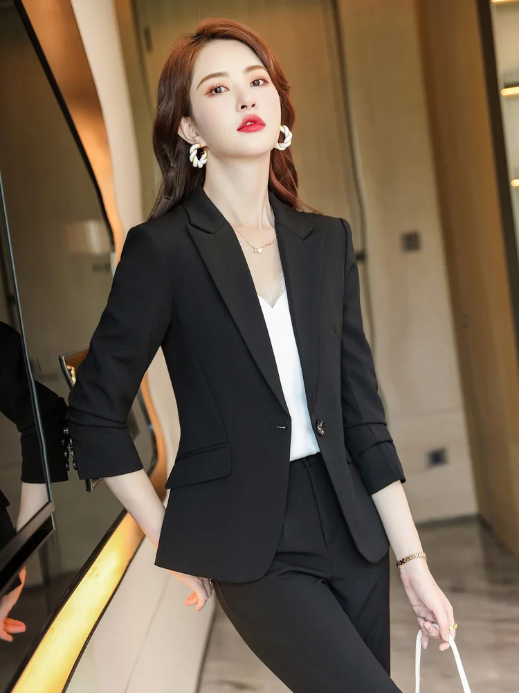 Blazer Office Lady Classic Coat Basic Or Pants Elegant Chic Casual Simple Temperament All-match Straight Soft Clothes New