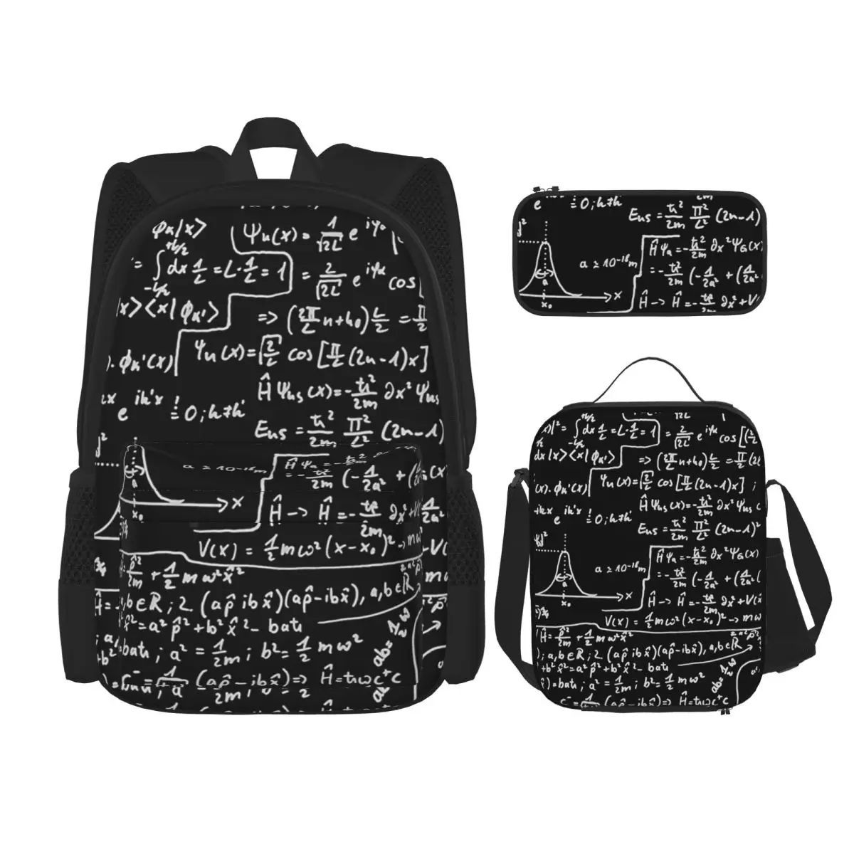 Quantum Physics Formula Backpacks Kids Bookbag School Bags Rucksack Lunch Bag Pen Bag Three-Piece Set