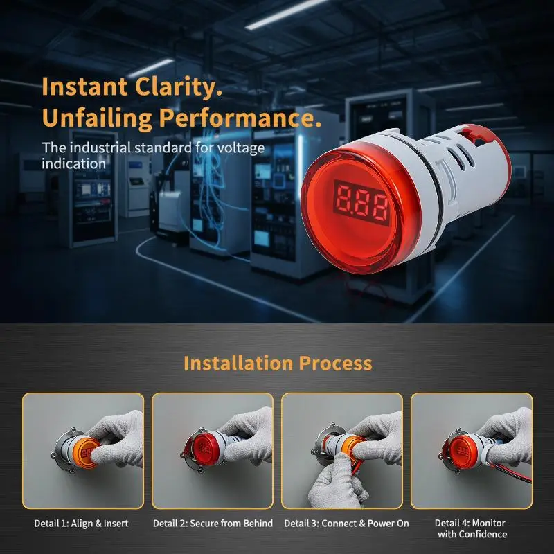 1PcsLED Digital Display AC Voltmeter Indicator Light 110V 220V 22MM AD16-22DSV Type AC 60-500V Mini Voltage Meter