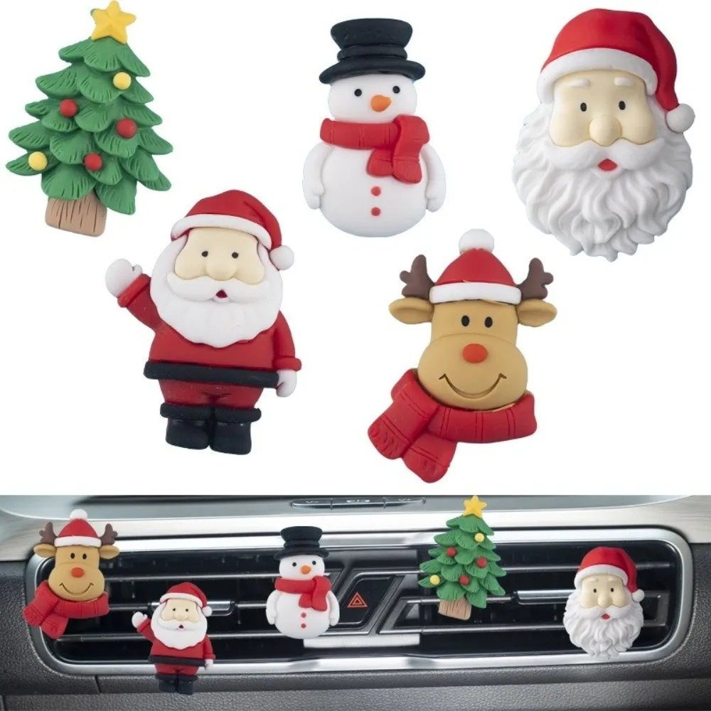 3D Christmas Car Aromatherapy Vent Clip Creative Santa Claus Car Air Outlet Aroma Diffuser Snowman Resin
