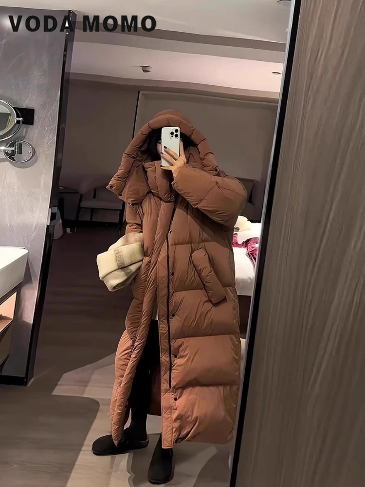 Korean Thickend Commuting style Leisure New Down Jacket Winter New Long Loose Oversized Hooded Fashion Casual Warm Coat Women