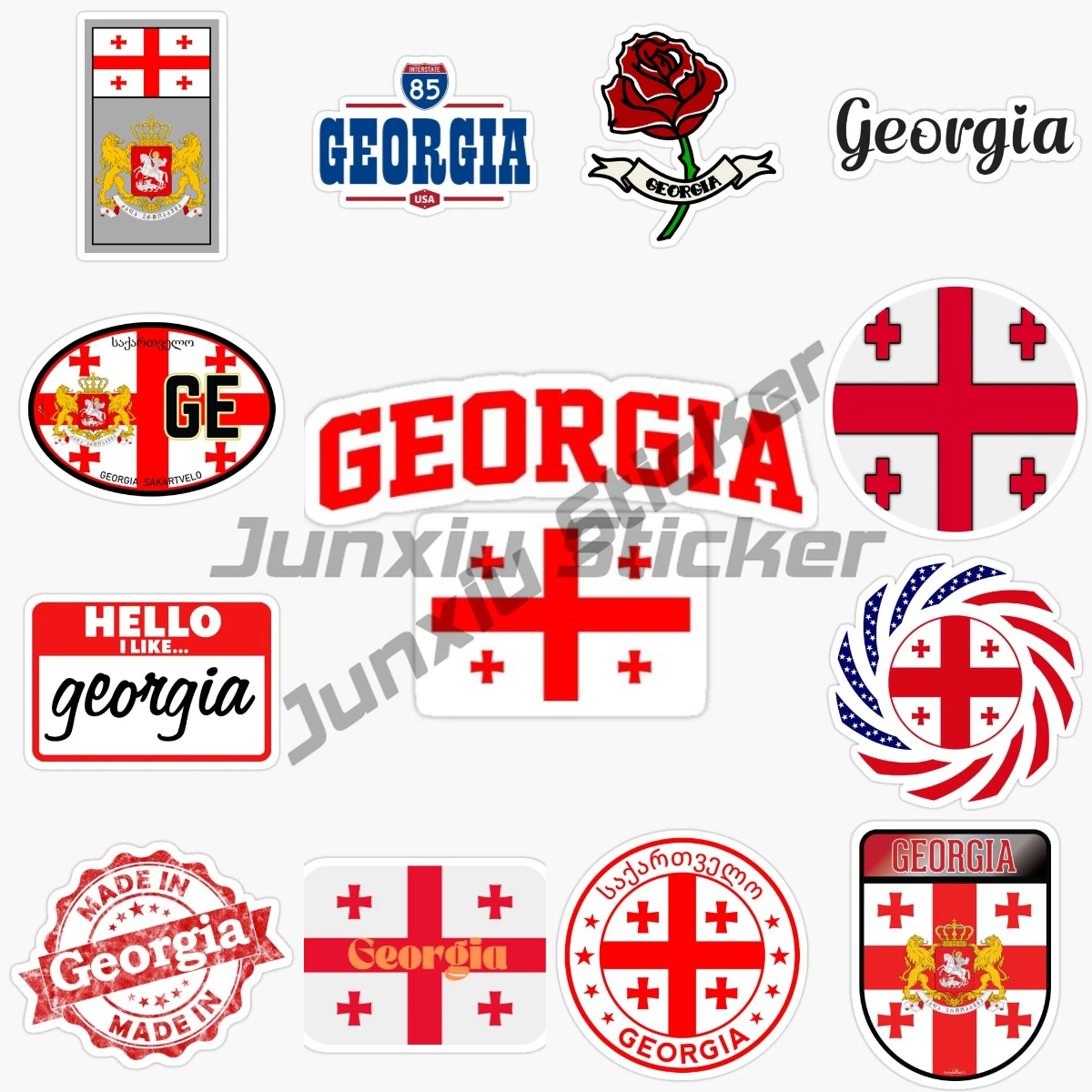 

Georgian Flag, Football Code, Car Sticker, Laptop, Motorcycle, Vinyl Self-adhesive Waterproof Creative Sticker, Car Accessories