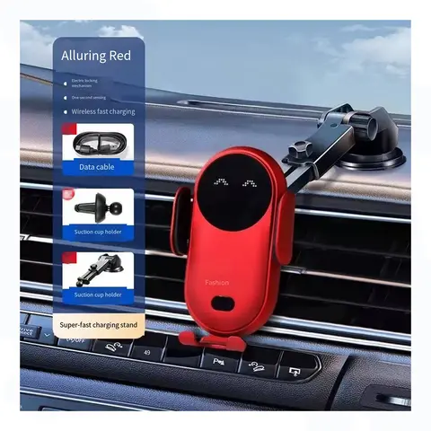 30W 자동 클램핑 적외선 유도 차량용 무선 충전 스탠드 (아이폰 11, 12, 13, 14 Pro Max, 삼성 갤럭시 S20, 21 Plus 호환)