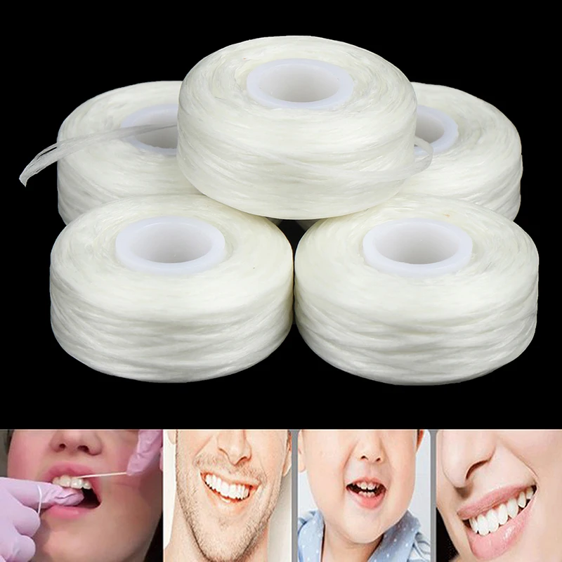1 Beutel (5 Rollen) 50 m Zahnseide aus Nylondraht, Mundhygiene-Zahnseide, Zahnreinigung, Zahnwachs mit Minzgeschmack