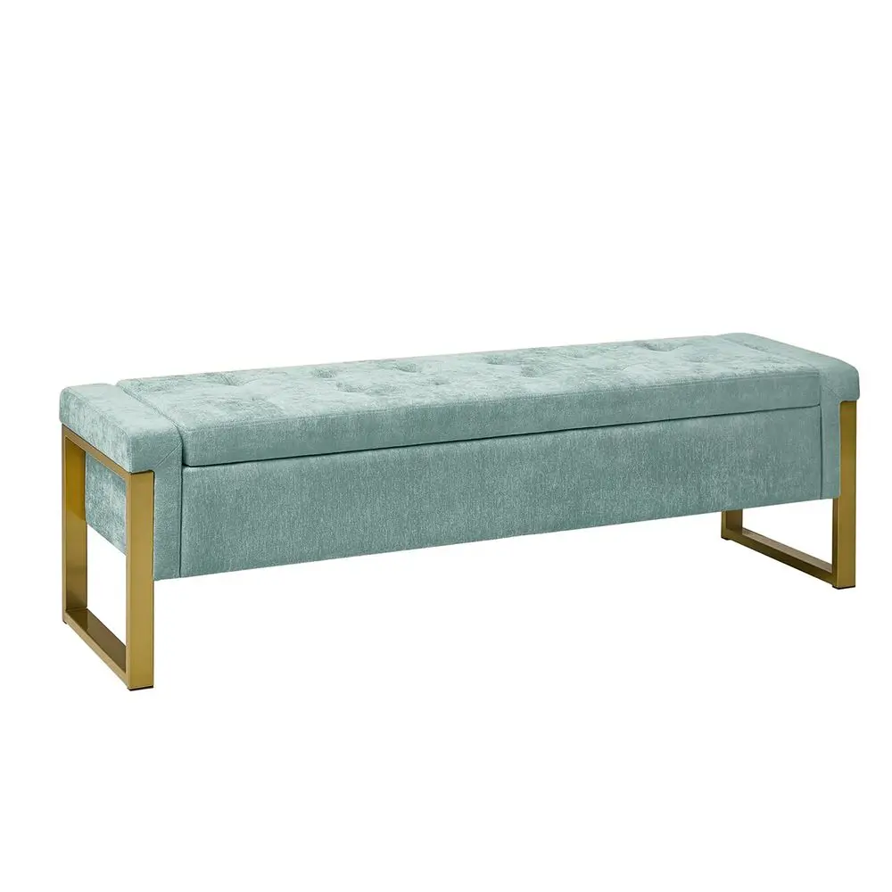 Modern Bedroom Bench Upholstered Storage Ottoman, End of Bed Bench with Gold Metal Legs, Footrest Stool for Living, Dining Room