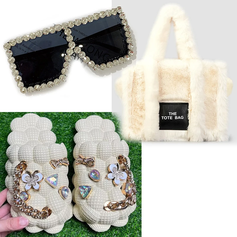 Summer 2024 Selling Personality Bubble Slippers Fashion Home Massage Sandals Women Slippers Sandals Box Sunglasses 3-piece Suit