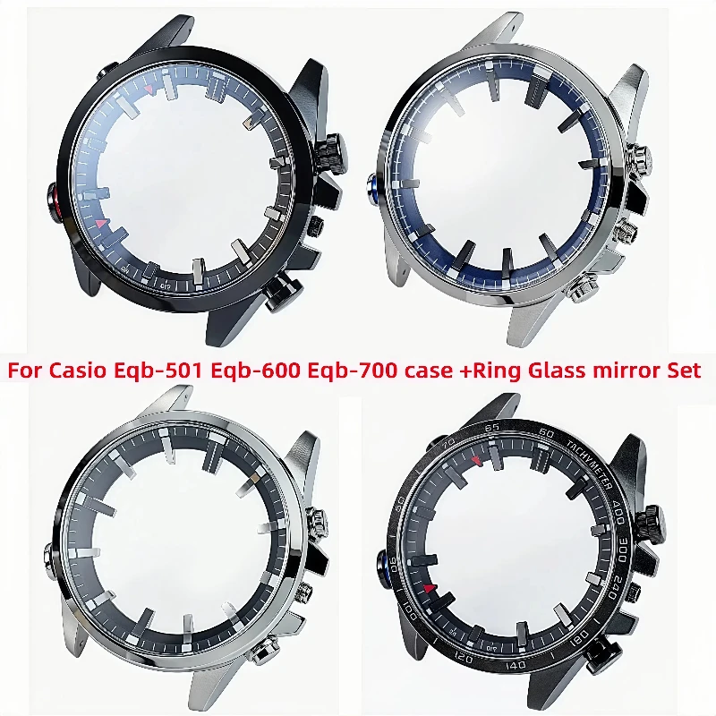 

For Casio EDIFICE EQB-501 EQB-600 EQB-700 Stainless Steel Watch Case Metal Shell Waterproof Glass mirror Scale Ring accessories