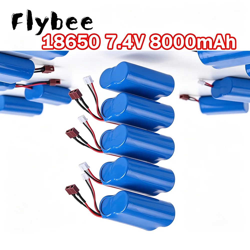 T PLUG 8.0Ah 7.4V Li-ion Battery 18650 for Wltoys 144001/10428/12428/12423 RC Car, 2S 7.4V Battery For SCY-16101 SCY-16102 Truck