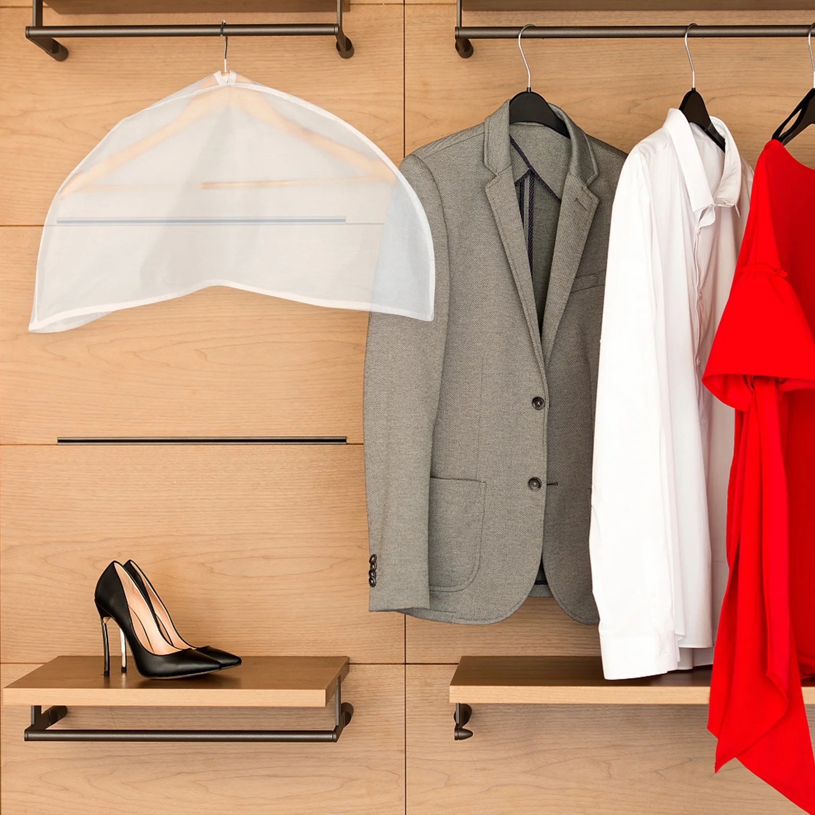 

5Pcs Thick Transparent Clothes Covers Breathable Garment Storage Bags for Suit Shirt Dress Coat Closet Hanging Protector Home