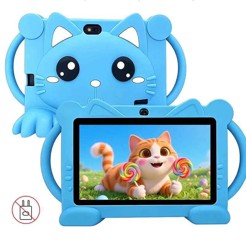 7 Inch Kids Tablet Android 14 4GB RAM 64GB ROM Parental Control Dual Camera with Shockproof Case 3500mAh Kids Software
