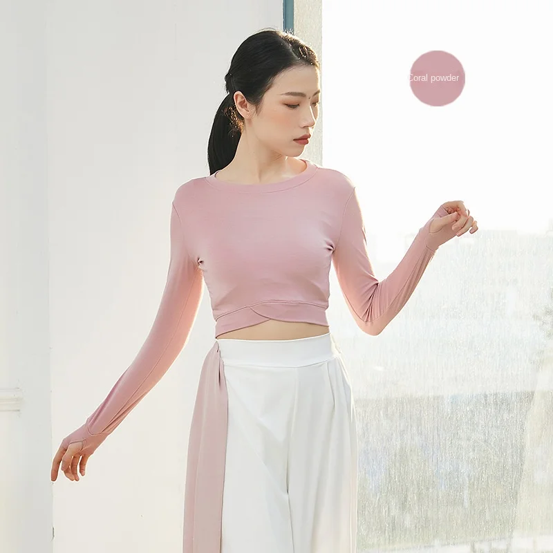 Classical Dance Dance Wear Female Solid Color Thin Short-sleeved Blouse Women's Modern Dance Practice Clothes Tops
