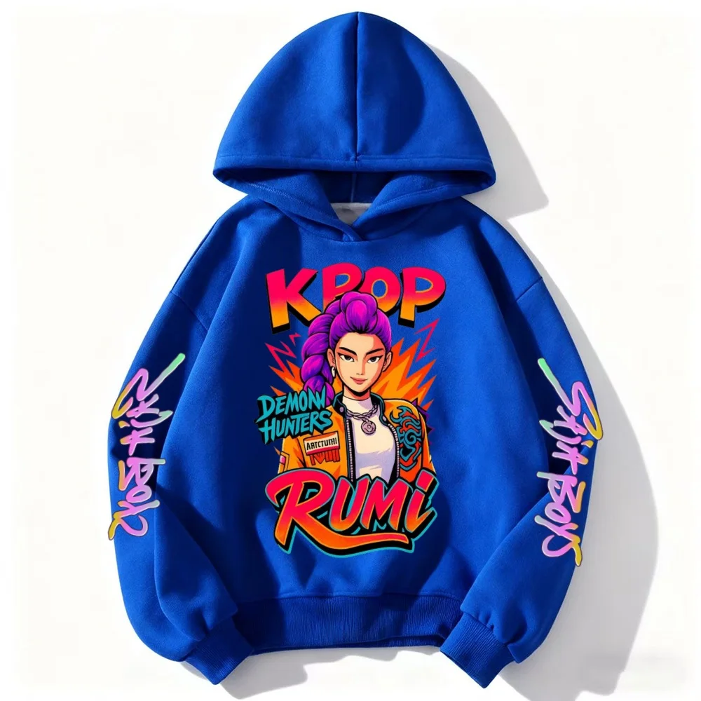 عشاق الفيلم هدية هوديي الفتيات الاطفال Huntrix Kpop شيطان الصيادين الأطفال البلوز لطيف النمر Harajuku هودي للبنين بنات #4