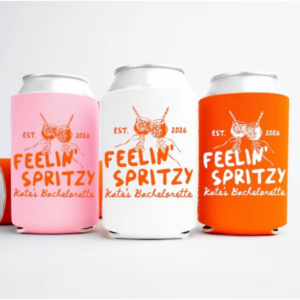

10/20/30pcs Personalized "Feelin' Spritzy" Bachelorette Can Coolers Custom Aperol Spritz Party Favors