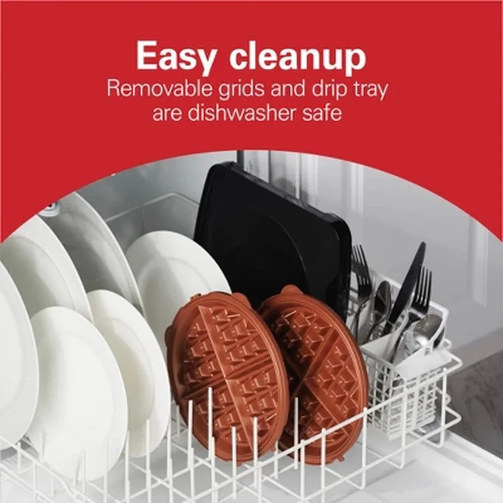 صانع الوافل البلجيكي القابل للإزالة من Durathon غير لاصق 800 وات تحكم قابل للتعديل آمن للاستخدام في غسالة الأطباق من الفولاذ المقاوم للصدأ متين