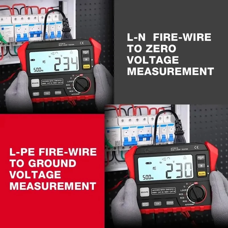 Digital Resistance Meter RCD Loop Tester Professional Electrician Tool LCD Display High Precision Circuit Safety Inspection