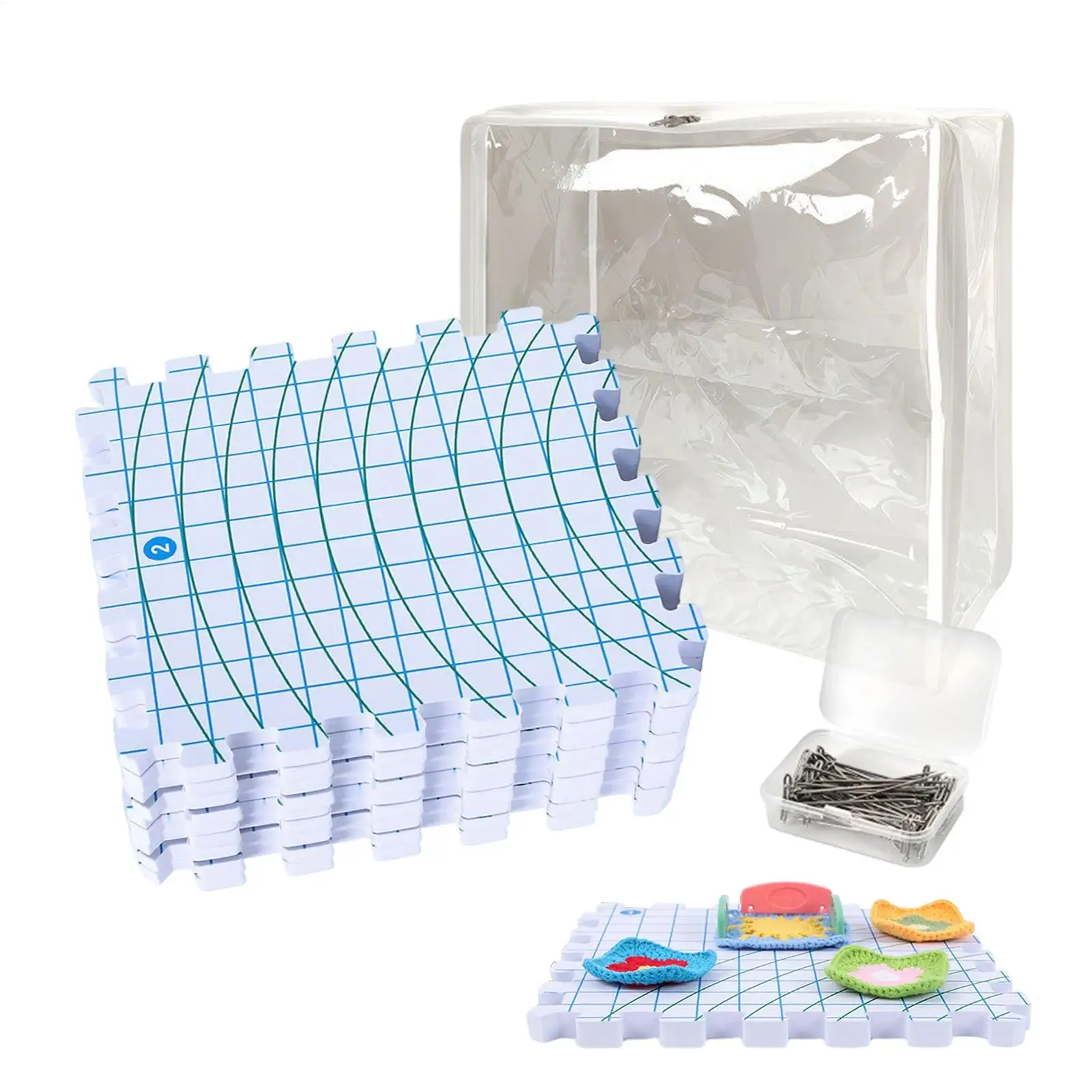 

Blocking Mats for Knitting Crochet Interlocking Foam Mats with Grids Ruler for Blocking Handmade Sweaters DIY Craft Projects