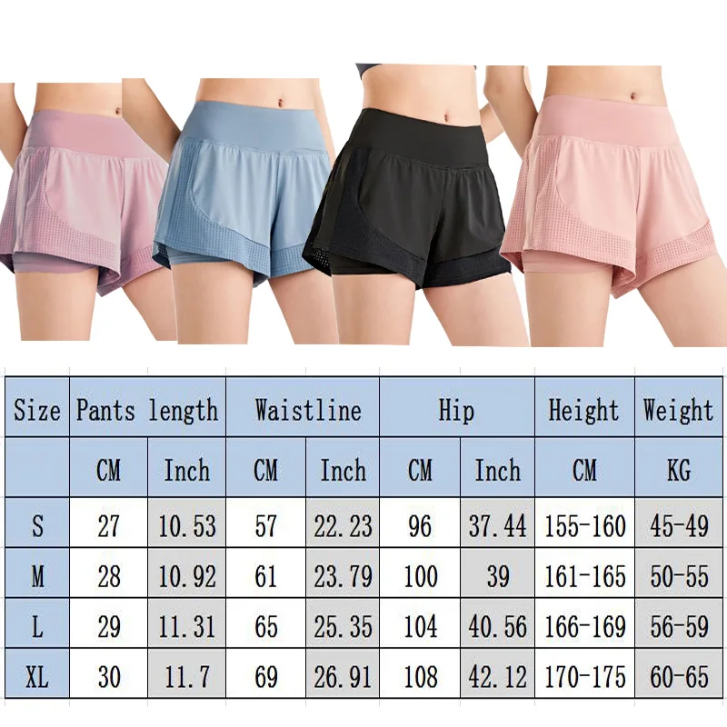 Tennis Shorts Double Women\'s High Waist Stretch Athletic Workout Active Fitness Volleyball Tennis Yoga Shorts Female 2 in1 Runn