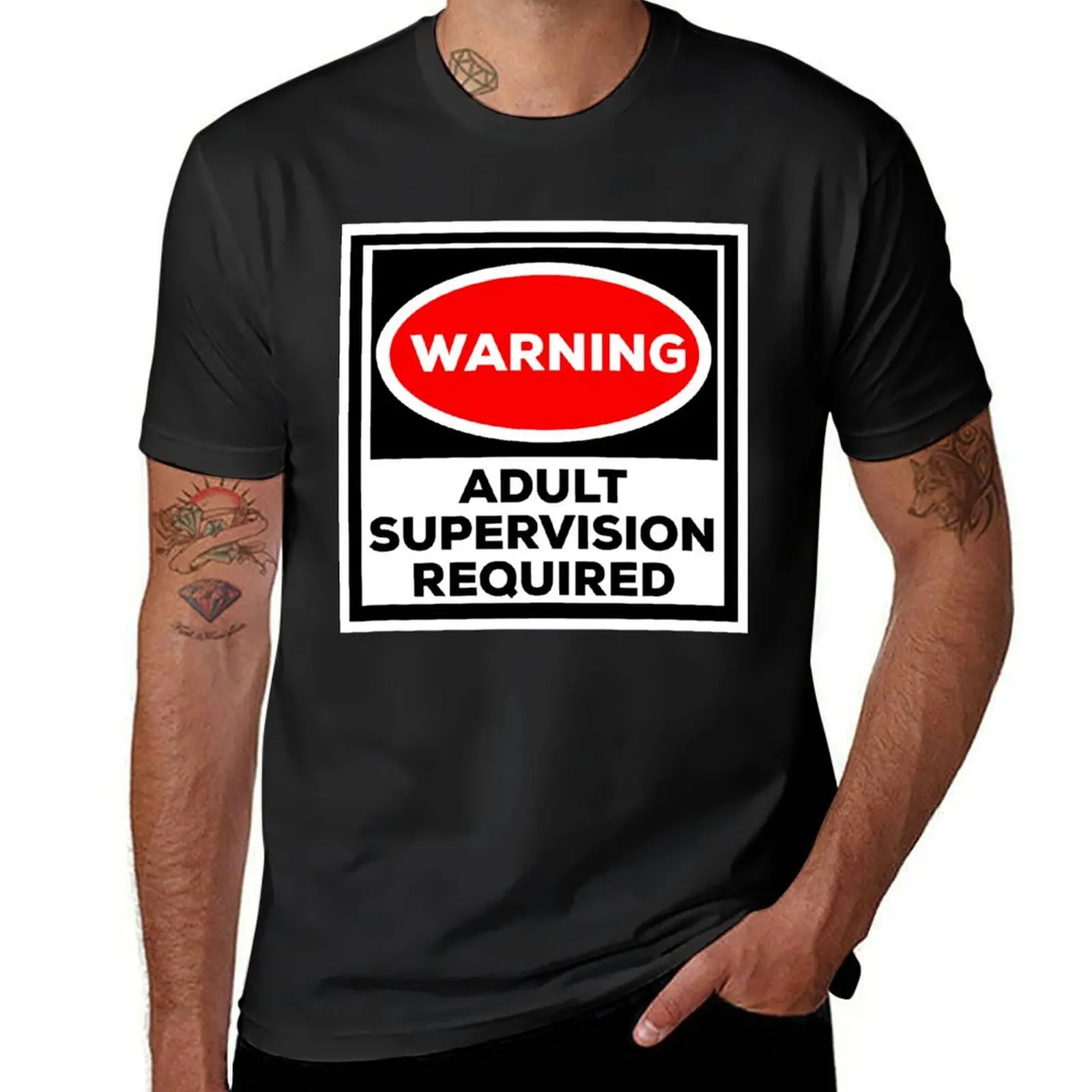 Funny Shirt Warning Adult Supervision Required T-Shirt boys animal print Short sleeve tee summer clothes for a boy mens t shirts