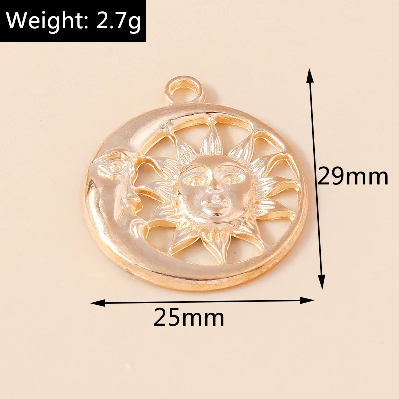 Leslie 10 Stück 25*29mm Legierung Griechische Sonne Mond Anhänger für Mode-Halsketten, Ohrringe, Armbänder, Schmuckherstellung, Handarbeit – Detail 1