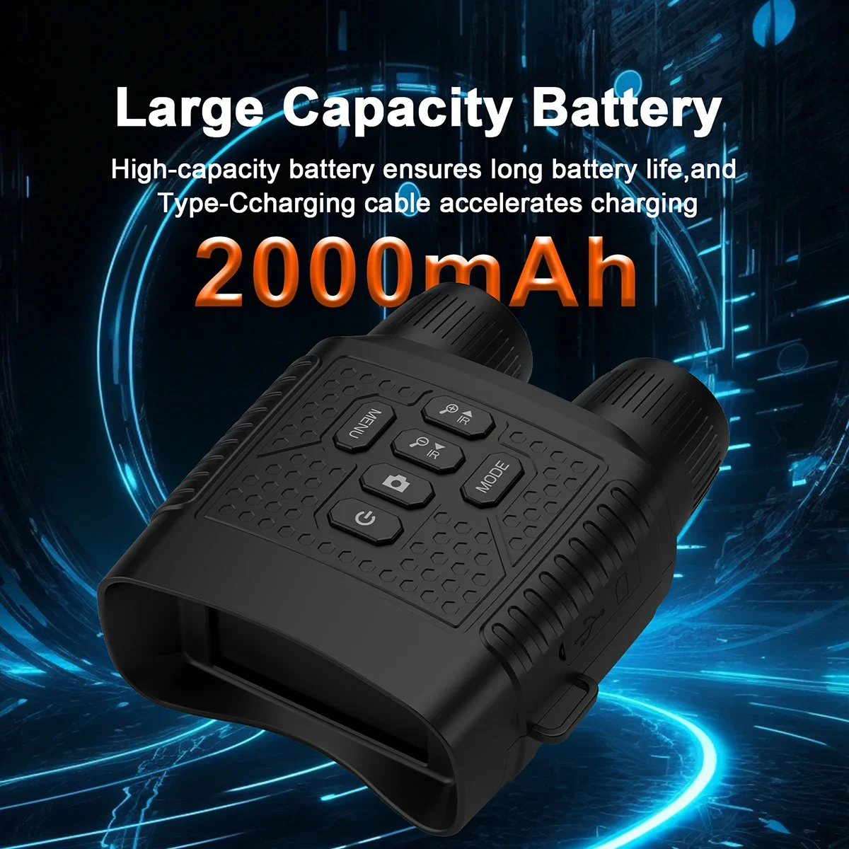 야시경 나이트비전 투시경 적외선 3인치 화면 2.5K 야간 투시 쌍안경 6배 디지털 줌 전술 라이트 포함 2000mAh 적외선 야간  투시경 캠핑용 / 측정 및 분석 장비